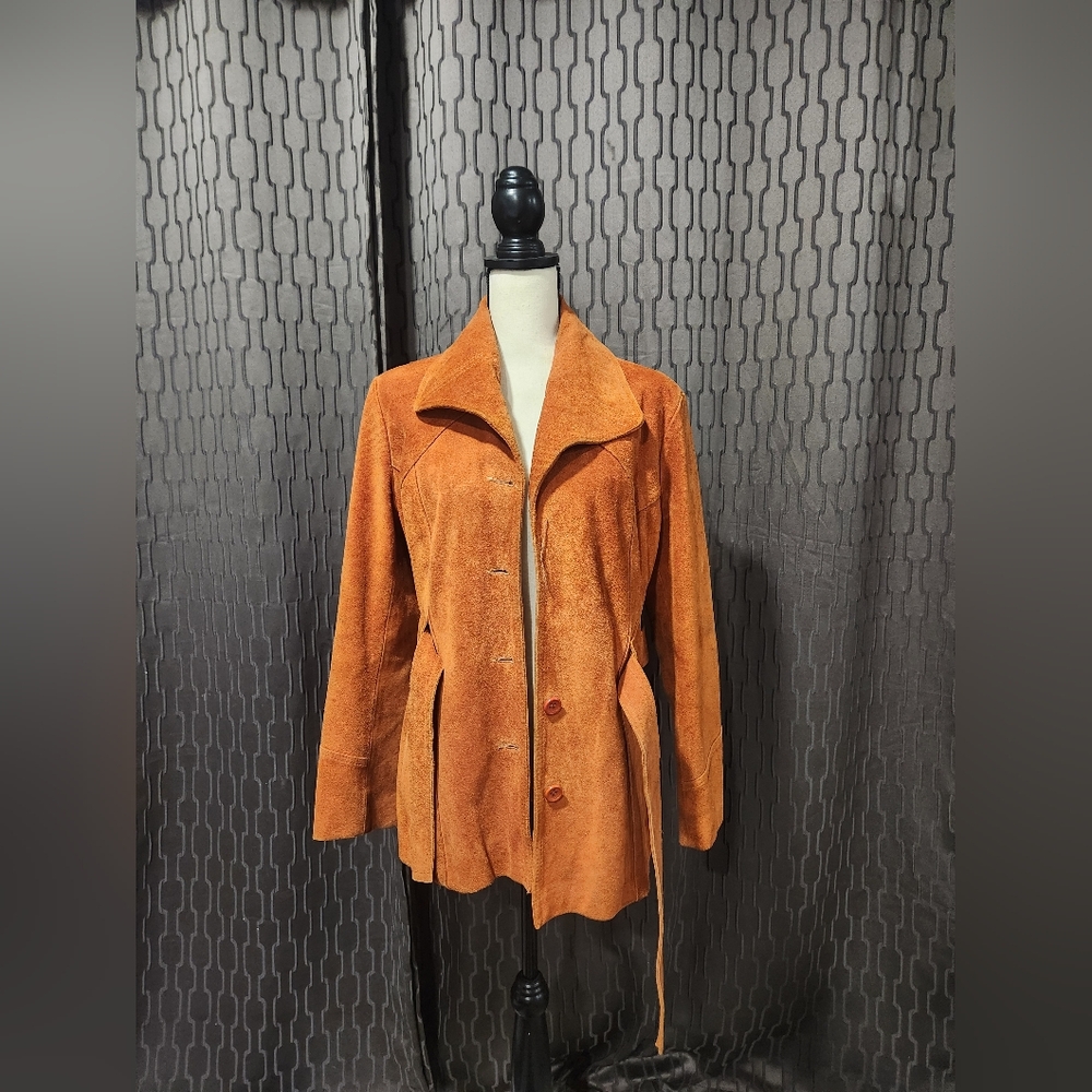 Vintage Women's Heavy Suede Jacket - Orange